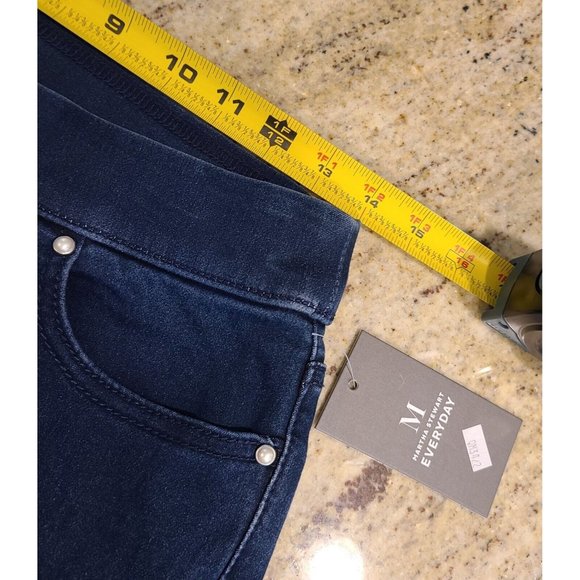 Martha Stewart Everyday Size 4 Womens Pull On Crop Blue Pants Faux Pearl Hem - Picture 6 of 12